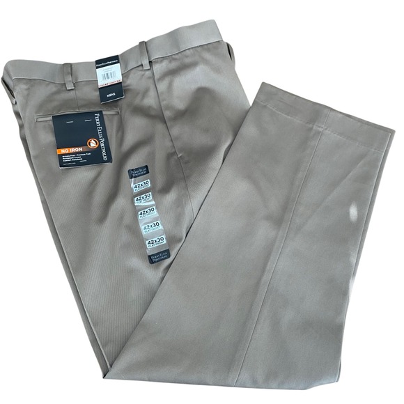 Perry Ellis Portfolio Other - Perry Ellis Portfolio Mens 42x30 Dress Pants Sandstone Tan Flat Front No Iron